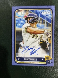 2024 Onyx Vintage Brock Wilken Auto Brewers Blue Ink Blue Border #/25 - Bild 1 von 2