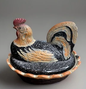 Fenton schwarze Henne verschachteltes Glas 4,5" x 5,5" handbemalt von M. Waine - lesen - Bild 1 von 9