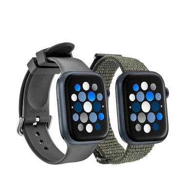 Paquete de 2 correas de silicona y nailon Insignia para Apple Watch 42/44/45/49 mm Foto 1 de 3