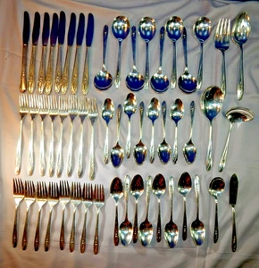 54pc Silver Tulip International Silver Silverplate Flatware Silverware Set for 8 - Picture 1 of 10