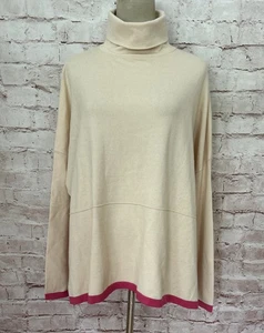 Suéter THML para mujer tejido marfil manga larga cuello falso aberturas laterales talla grande M - Imagen 1 de 4