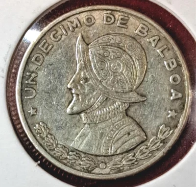 1961 Panama 1/10 Balboa – 90% Silver – Very Fine  Small Silver  FREE SHIP (6-48) - Image 1 of 2