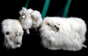 RARE Samoyed Rabbit Fur Salon Dog AND Matching Ear & Hand Muffs - 3 PCs - Picture 1 of 9