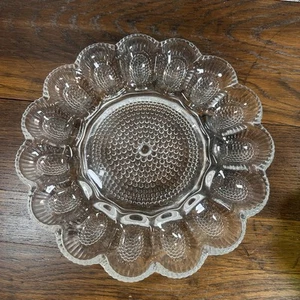 Indiana Glass Deviled Egg Plate HOBNAIL Serving Tray 11" MCM Vintage - Picture 1 of 4