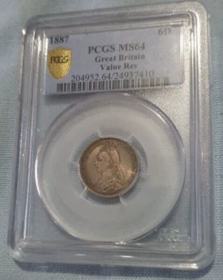 Great Britain 1887  6D 6 Pence SIXPENCE VALUE REVERSE - Image 1 of 2