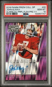 2016 Prizm Draft Picks Alumnus Purple Flash 1/1 Auto John Elway PSA 10 GEM MINT - Picture 1 of 2