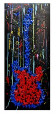 Patricia Govezensky- Original 3D Metal Art on Wood "Guitar Splash"