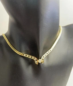 Vintage 14ct Gold & Diamond Snake Chain Necklace 13.63 gms - Picture 1 of 9