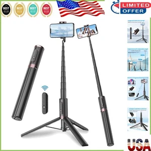 Portable 67" Phone Tripod and Selfie Stick with Adjustable Height & Rotation - Picture 1 of 9
