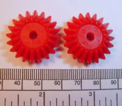 Conical Gears - Pair - Red Nylon (Module 1) - Bore 4Mm - 27 X 6Mm - Image 1 of 2