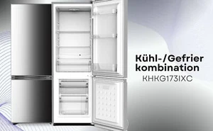 PKM KHKG173IXC Inox Kühlgefrierkombination 161L Kühlschrank LED - Bild 1 von 12