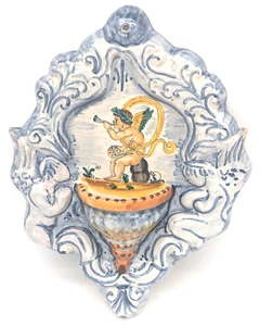 Targhe da parete Italia Maiolica Acqua Santa Font La Piccola Bottega Blu Bianco Giallo - Foto 1 di 14