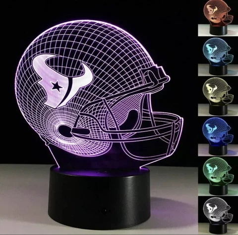 Houston Texans NFL Football Helmet 3D Light Home Decor 7 Color Changed US Ship Cover