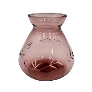 Vintage Cranberry Purple Etched Vase Round Read - Bild 1 von 10