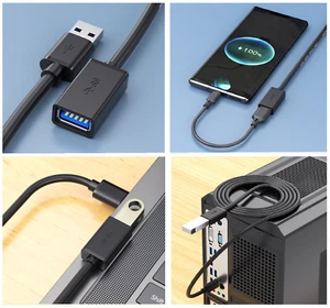 Cable de extensión premium USB 3.0 de 5 Gbps transferencia de datos plomo macho a hembra AM AF REINO UNIDO - Imagen 1 de 6