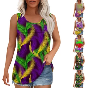 Tank Top For Women Summer Outfits Sleeveless Print Blouses Casual Loose Shirts - Picture 1 of 30