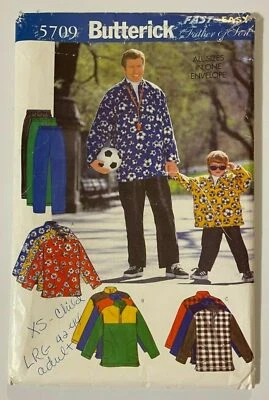 BUTTERICK #5709 MEN SIZES 34-44 AND BOY'S SIZE 2 PULLOVER SHIRT & PANTS PATTERN  - Image 1 of 4
