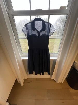 Vestido Belle Poque Para Mujer Talla S Azul con Top Transparente Ajuste y Acampanado Rosa Corazón Botón Foto 1 de 4