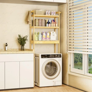 Holzregal über der Waschmaschine Wäsche-Organizer Ablageregal über der Toilette - Bild 1 von 13
