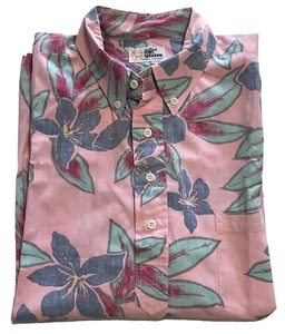 Reyn Spooner Men's L Pastel Pink Blue Hibiscus Floral Rev Print Popover Shirt - Picture 1 of 8