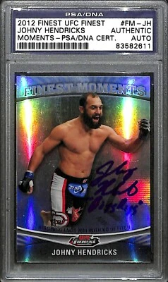 Tarjeta firmada por Johny Hendricks 2012 Topps UFC Finest Moments JH PSA/DNA gema como nueva 10 Foto 1 de 4