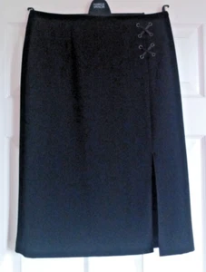 Vintage Wallis Short Black Skirt Size with slit - Size 10 - Very Good Condition - Picture 1 of 3