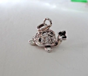 3D 11x17mm Clear details on Box Turtle Sterling Silver Charm - Picture 1 of 5