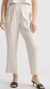 Quince Sand European Linen Tapered Ankle Pant Size XL NWT Elastic Waist - Picture 1 of 7