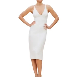 Revolve Dress The Population Lyla White VNeck Midi Pencil Dress Size Large - Picture 1 of 9