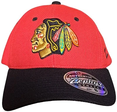 Chicago Blackhawks Hat Cap by Zephyr NHL The Break Away Red & Black Size Small - Image 1 of 4