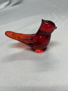 Fermacarte rosso cardinale dell'amore TITAN vetro artistico firmato W. Ward base gialla - Foto 1 di 10
