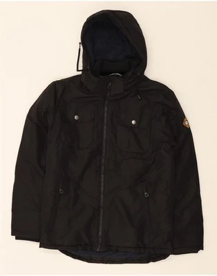 JACK & JONES Mens Hooded Windbreaker Jacket UK 40 Large Black Polyester DD03 - Image 1 of 3