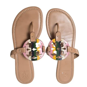 Tory Burch Pastell Rainbow MILLER flache Zehenstegsandalen Lackleder Größe 8 - Bild 1 von 4