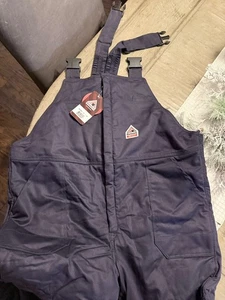 Bulwark FR Bib Overall Flame Resistance Navy Blue Size 2XL Water Repellent - Picture 1 of 10