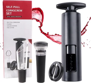 Set Apribottiglie per Vino 4 Pezzi Cavatappi Manuale Set Cavatappi Professionale - Foto 1 di 12