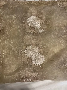 Champagne Gold Lace 3d Floral Flowers Embroidered  Fabric 7ftX7ft - Picture 1 of 6