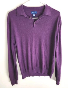 Paul Fredrick Polo Sweater Silk Cotton Cashmere Men's Medium Purple 1608 - Picture 1 of 8