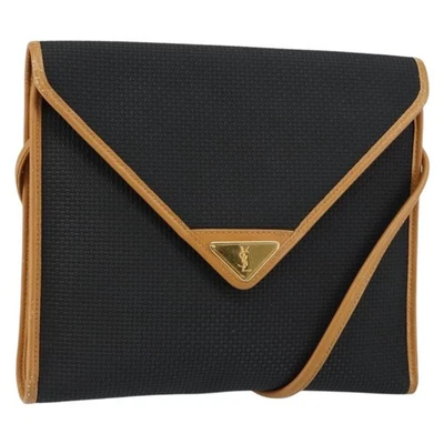 SAINT LAURENT Bolso de hombro PVC Negro Oro Auth 147681 Foto 1 de 4