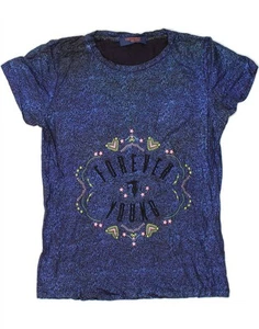 TRUSSARDI JEANS Mujer Gráfico Camiseta Top UK 6 XS Azul Viscosa CB14 - Imagen 1 de 3