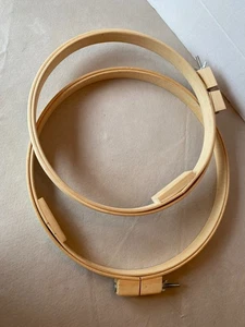 2 Frank A. Edmunds 12" & 14" Round Wood Embroidery Quilt Hoops - Picture 1 of 6