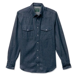 Gitman Vintage $300 NWT Blue 8oz Dark Denim Western Shirt Snap Front L FW25 - Picture 1 of 7