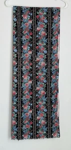 Joan Kessler Concord Fabric Pink and Blue Floral On Black 23” X 120” - Picture 1 of 7