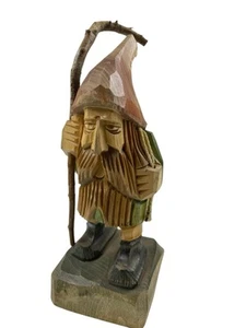 Geschnitzter deutscher Holz Volkskunst Wichtel Bergmann Holzgeist Handarbeit Figur - Bild 1 von 4