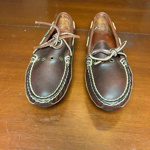 Cabelas Mens Slip On Loafers Shoes Brown Moccasin Leather Size 7 M 8466 - Picture 1 of 7