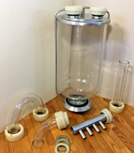 **Vintage DELAVAL LARGE PYREX MILK RECEIVER BOTTLE JAR TANK w/PIPES MANIFOLD USA - Picture 1 of 24