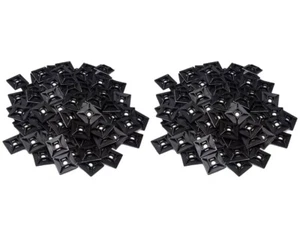 1" Self Adhesive Black Cable Zip Tie Mounts 200pcs Management Organizer Squares - Picture 1 of 6
