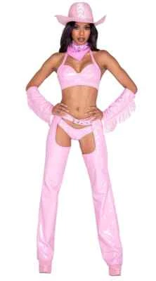 Roma Sexy Pink Vinyl Sheriff Shine Cowgirl 6pc Cowboy Costume 5014 - Image 1 of 4