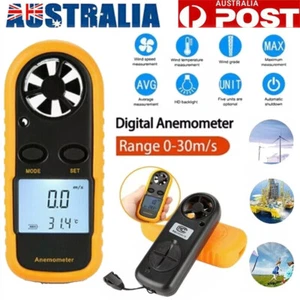 Wind Digital Anemometer Wind Meter LCD Wind Speed Gauge Handheld Thermometer AU - Picture 1 of 14