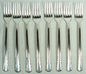 MAY QUEEN HOLMES & EDWARDS SILVERPLATE 8 GRILL FORKS 1951 - Picture 1 of 3