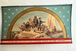 Victorian trade card c1880s Plymouth Rock "Give Them the Land..", Boston B2 - Bild 1 von 4